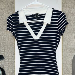 Forever 21 striped bodycon collar dress